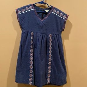 Lucky Brand tunic top. Girls size S. Navy, blue and red embroidery